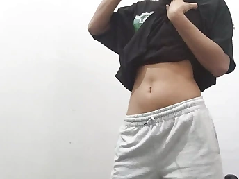 Indian teenie blasts while handballing and groaning while handballing and splooging from lonely village chick