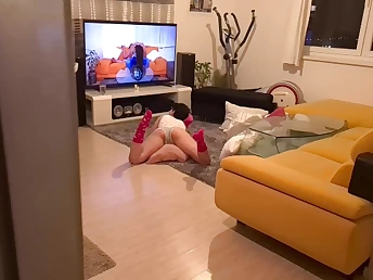 Insatiable sis in law caught watching porn, got him cum in her gullet