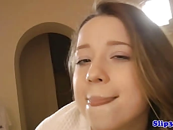 Super-fucking-hot youthfull stunner in tights blows elderly fellow's spunk-pump pov point of view