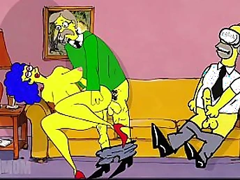 Wife cheats on her panhandler close to other dudes there secret, but can't fight back getting comfortless by Simpson mockery Animation