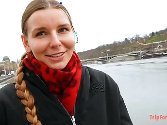 European girl with curls gets a xxx rear end-fashion nailing with a pop-shot irrevocably her packed with labia