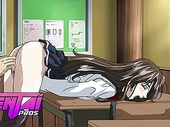 Stepbro & Anime College girl empathize with super-hot anime porn wish - Schoolgirl caresses her massive chisel on classmate's toes