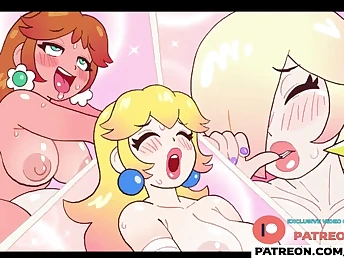 Lu Peer royalty & Rosalina use their magic massager to satisfy their desires in this steamy futa anime porn video