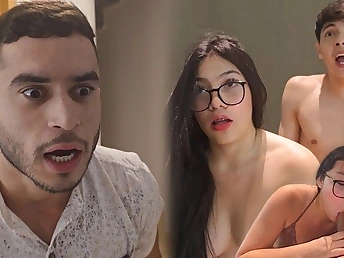 Lil_Timy romps his stepbrother's GIRLFRIEND and takes a weighty blast on his glasses