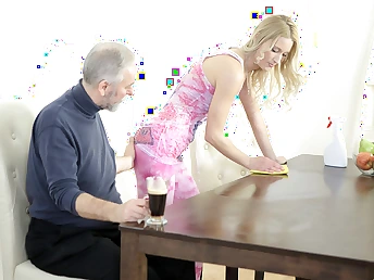 Old goes young guy makes Polina scarcity him badly wide of sucking her tits