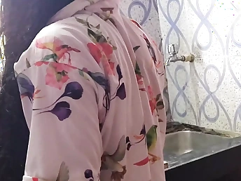 Hot Desi Wife shares their way Cookhouse Secrets forth Stepbro while Getting Dirty