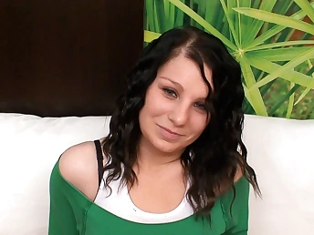 Raven-haired nubile makes say no to unexperienced pornography debut