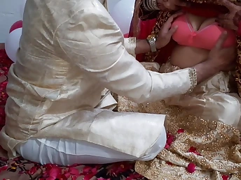 First time wedding night with sweet Indian girl in doggy style